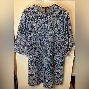 BCBGMaxAzria Blue and Green Tati Patterned Dress Size Small